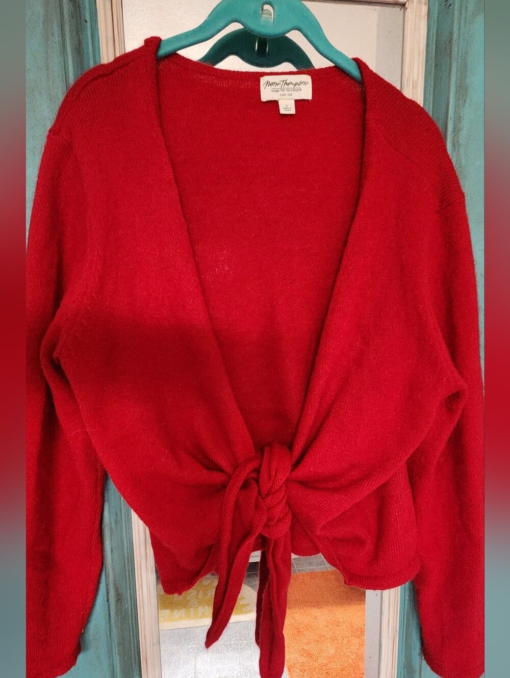 Vintage Red Tie-Front Women’s Sweater